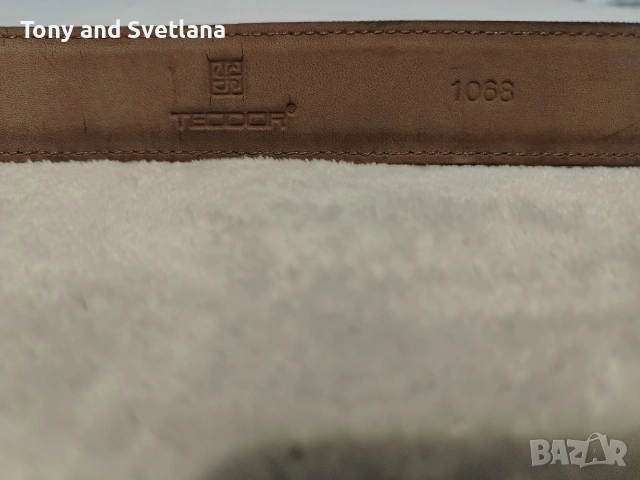 Мъжки колан- кожен TEODOR, цвят - светлобежов, снимка 2 - Колани - 53498256