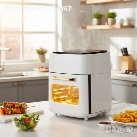 Електрически въздушен фритюрник (Air Fryer) 15L с тъч дисплей, снимка 4 - Фритюрници - 51878107