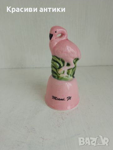 Камбанка от порцелан, розов фламинго, снимка 1 - Други ценни предмети - 46302899
