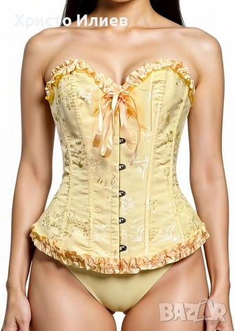 Елегантен Секси корсет с връзки Жълт размер С М, снимка 2 - Корсети, бюстиета, топове - 53906711