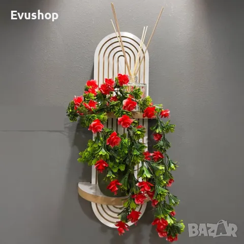 Дъбова Декоративна Стенна Етажерка бяло 54x20 см, снимка 3 - Лампи за таван - 50177483