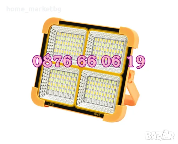 LED соларен прожектор 100W, LED Соларна къмпинг лампа 100W, размер 175х155 мм, снимка 3 - Къмпинг осветление - 50233794