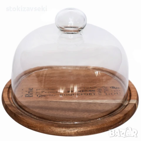 Дървена дъска с капак от стъкло, снимка 1