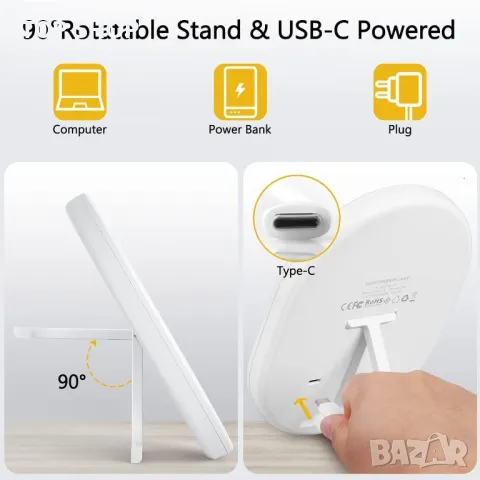 Лампа за дневна светлина Lobertingu с 3 нива на яркост, 10000 лукса, снимка 4 - Настолни лампи - 49731128