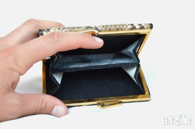 Луксозно дамско портмоне от естествена кожа на питон, снимка 12 - Портфейли, портмонета - 53815219