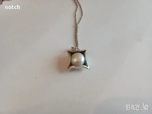 Сребърен медальон с перла, снимка 4 - Колиета, медальони, синджири - 49979308