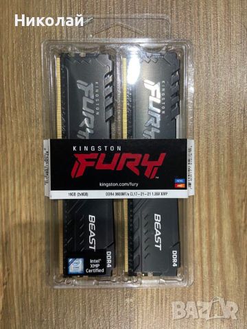 16GB KIT (2x8GB) Kingston Fury DDR4 3600 MHz CL17 RAM Памет, снимка 1 - RAM памет - 46413479