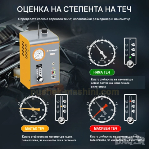 Машина за пушек  | Авто тестер за откриване на течове с въздух и дим, снимка 5 - Аксесоари и консумативи - 46799426