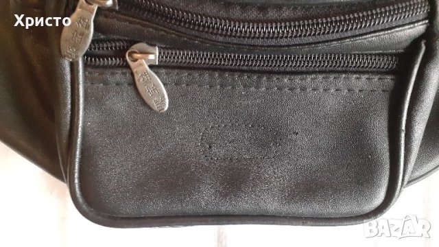 чанта за кръст естествена кожа, черна, тип паласка, снимка 3 - Чанти - 46269571