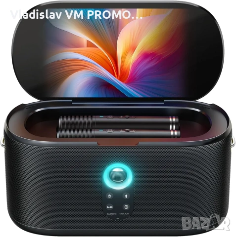 Караоке Ikarao Shell S1, с дисплей за текст на песни, 2 безжични микрофона, екран 10.1", 280W