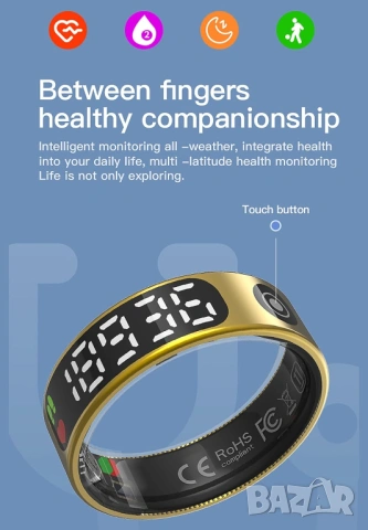 Смарт пръстен TK9 Умен пръстен с дисплей жестове и фитнес функции, снимка 10 - Смарт гривни - 53930062
