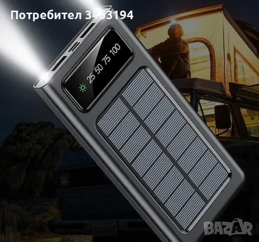 Външна батерия 4-в-1 слънчева енергия 10000 mAh, снимка 2 - Оригинални батерии - 48866086