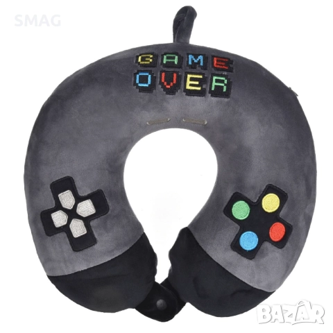 Детска възглавница за пътуване Gamer с мемори пяна, сива_1256290