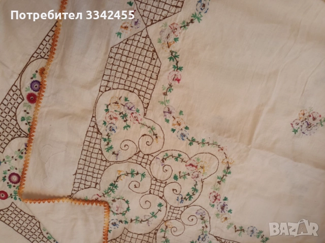 Нова,голяма покривка, шита с дребен бод, снимка 6 - Други - 52874327