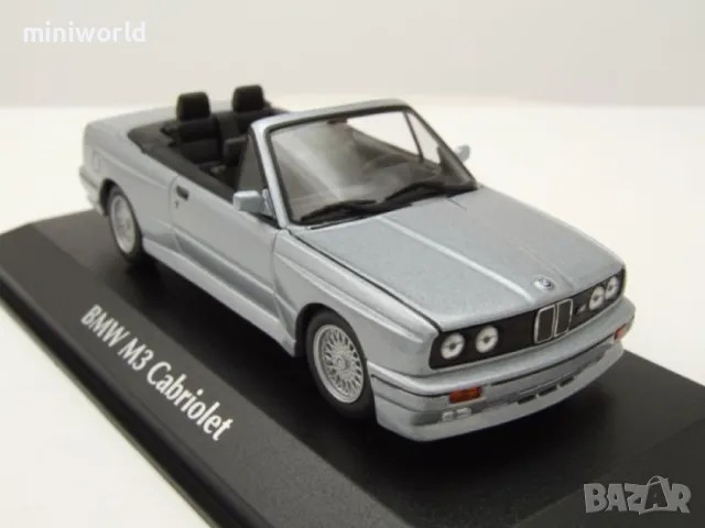 BMW M3 E30 Cabrio 1988 - мащаб 1:43 на Maxichamps моделът е нов в PVC дисплей-кейс, снимка 18 - Колекции - 49561601