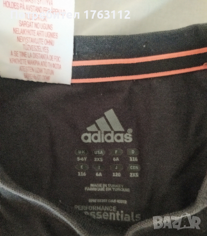 Adidas черна тениска за 5-6 г. дете, снимка 2 - Детски тениски и потници - 44972449