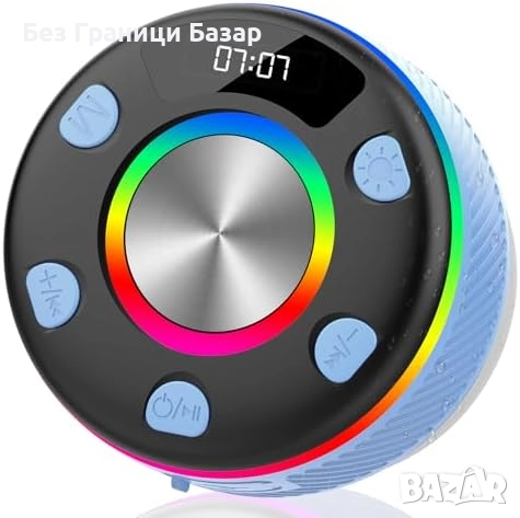 Нов Bluetooth 5.3 водоустойчив високоговорител с RGB и FM радио за баня музика