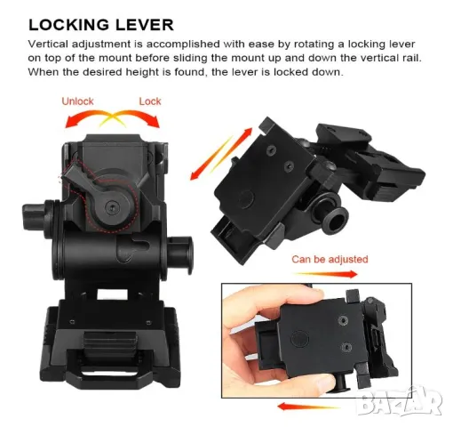 L4G24 NVG Mount Bracket Helmet Mounting for PVS15 PVS18 PGPNVG18 Foldable Night Vision Goggle Holder, снимка 13 - Спортна екипировка - 48150361