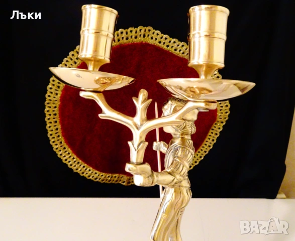 Бронзов свещник,скулптура Landsknecht leuchter,1.7 кг. , снимка 4 - Антикварни и старинни предмети - 54101894