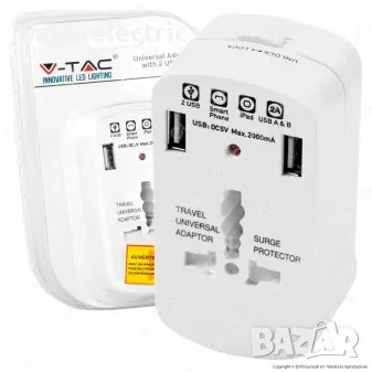 Универсален адаптор за контакт с 2 USB -Travel adapter-USA, UK, EU, China, снимка 3 - Друга електроника - 46974180