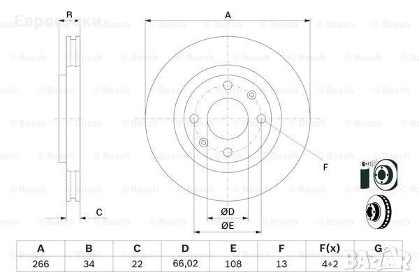 BOSCH 0 986 478 618 Спирачен диск Съвместимост с леки автомобили:  CITROEN DS OPEL PEUGEOT VAUXHALL, снимка 4 - Части - 46228133