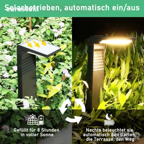 Calflux Комплект от 2 броя соларни лампи за външна градина, за пътеки, морава, снимка 3 - Външни лампи - 52030271