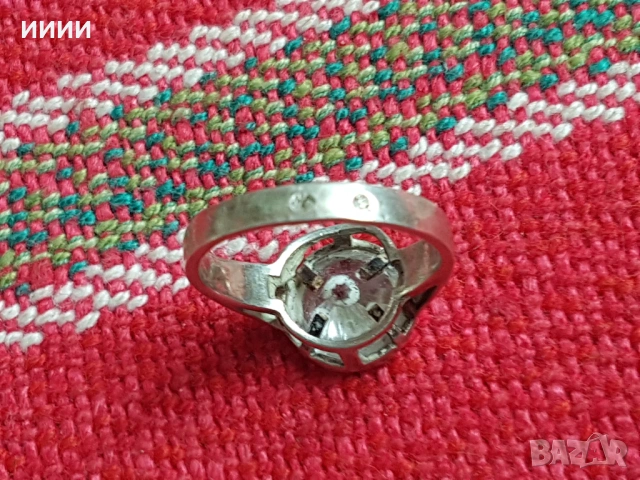 Сребърен пръстен с прозрачен камък , снимка 3 - Пръстени - 53719378