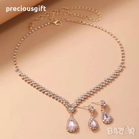 Комплект бижута от две части - колие и обеци, снимка 4 - Бижутерийни комплекти - 52053846