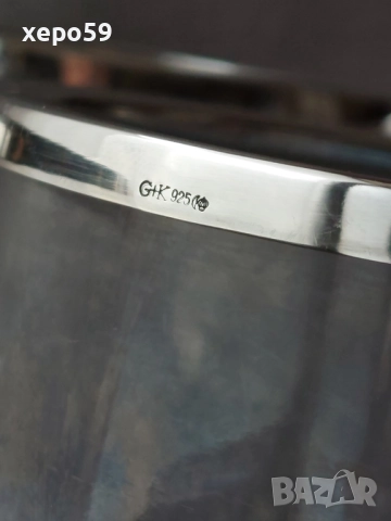 Стари кристални чаши със сребърен обков/ за десерти,сладолед и др.вместимост 500 мл.сребро 925, снимка 6 - Чаши - 52432175