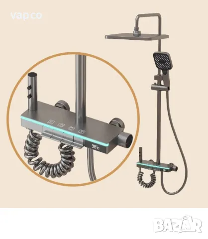 Модерен интелигентен душ с дисплей и LED подсветка D27, снимка 1