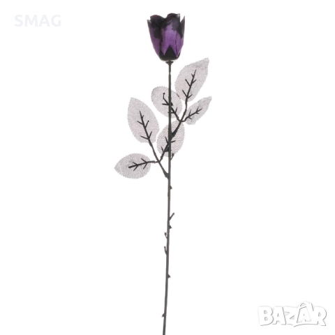 Хелоуин / Halloween декоративно цвете – черна и лилава роза с дълга дръжка_1112210, снимка 3 - Декорация за дома - 52024430