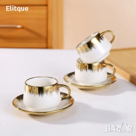 Сервиз 12 части за еспресо от порцелан, снимка 10 - Чаши - 52778193