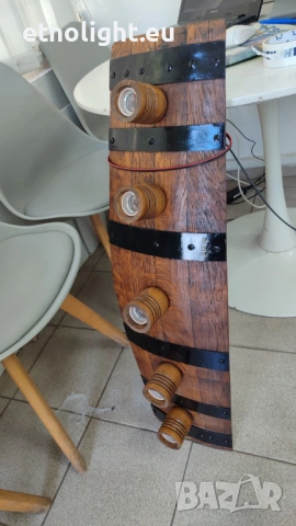 Полилеи от автентични реставрирани дъбови бъчви с ръчно изработени дървени чашки , снимка 7 - Полилеи - 50874496