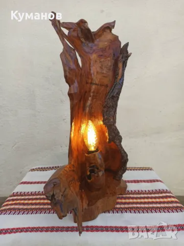 Дървена настолна лампа, снимка 6 - Настолни лампи - 49689027