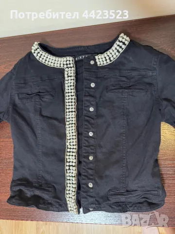 Дънково сако с перли и камъни, снимка 2 - Сака - 49732501