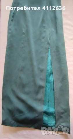 Вечерна винтидж рокля от зелена италианска коприна , снимка 3 - Рокли - 54045527