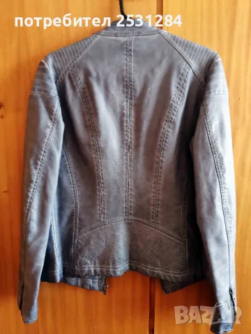 Синьо кожено яке, без забележки , размер 38, снимка 7 - Якета - 49845948
