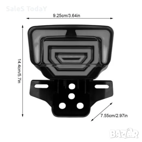 Стоп за мотор с мигачи и стойка за номер, Универсален, с вградено осветление за номер, скутер