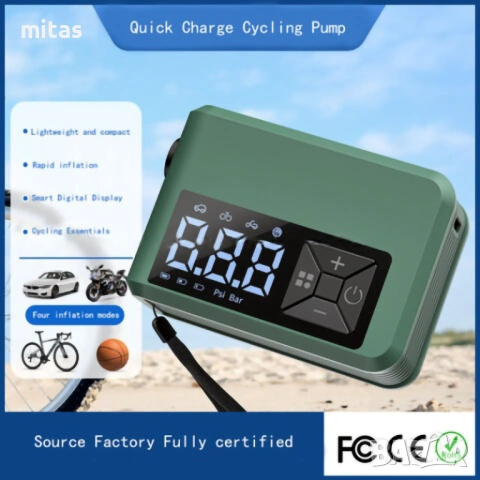 Компактен преносим акумулаторен компресор 150PSI, 580mAh, 150g, TAPE-C, снимка 3 - Аксесоари за велосипеди - 53765014