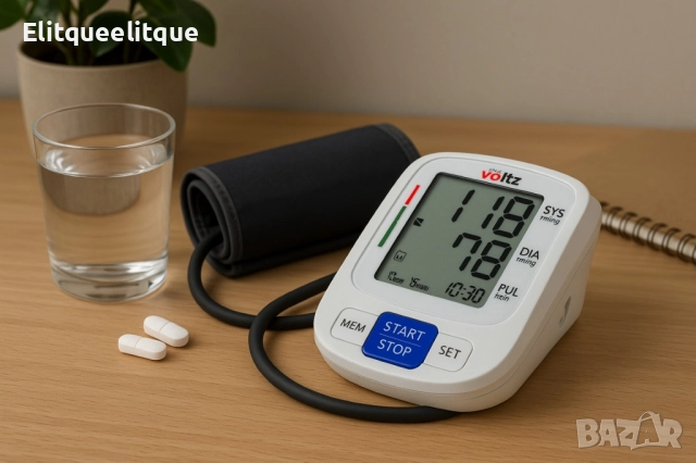 Апарат за кръвно налягане Voltz, Маншет, 2х90 позиции памет, LCD дисплей, Бял, снимка 5 - Друга електроника - 52182552
