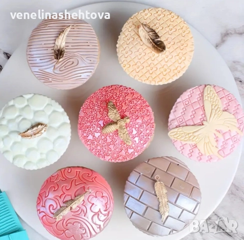 Силиконова форма с релеф на кора камък тухли фондан за декорация на торта 