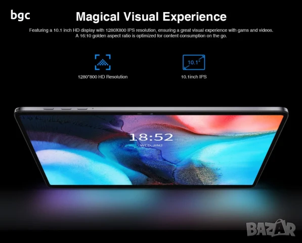 НОВ 10.1" Таблет  N-ONE NPad S 10.1inch Tablet Pad 1280X800 HD 4GB 64GB Android 12 MTK8183 8-Cores 6, снимка 6 - Таблети - 50471465