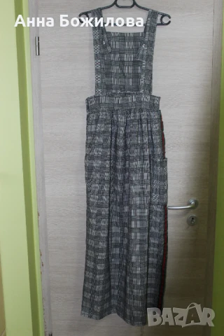 Дълга черно-бяла карирана рокля - сукман GIWEEN + ПОДАРЪК | Long checkered dress + A GIFT, снимка 2 - Рокли - 50443112