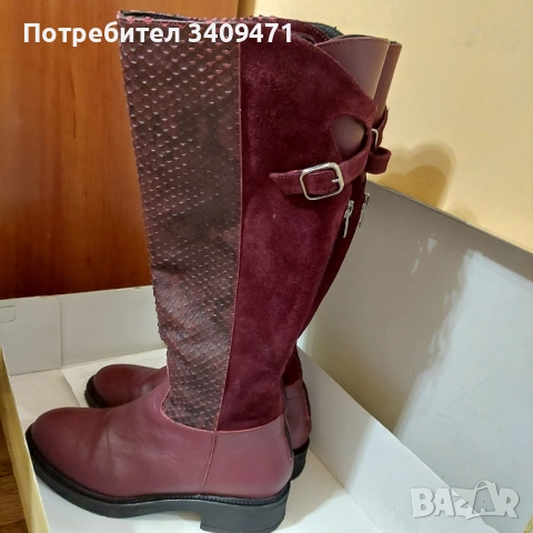 Ботуши от естествена кожа в цвят бордо 