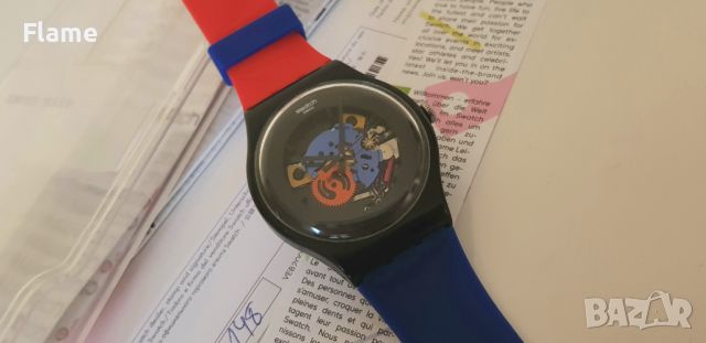 Swatch  LACQUERED швейцарски унисекс часовник скелетон Суоч omega, снимка 2 - Луксозни - 45254707