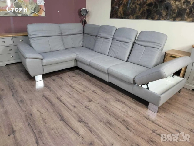ПРОМОЦИЯ!!! Сив ъглов диван от плат с функция сън и ракла Rhone, снимка 10 - Дивани и мека мебел - 52830250