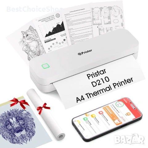 Портативен А4 Термален Принтер Bluetooth Съвместим с iOS/Android , снимка 8 - Принтери, копири, скенери - 53398064