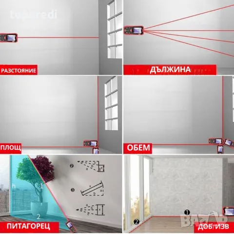 ЦИФРОВА ЛАЗЕРНА РОЛЕТКА UNI-T LM50A ДО 50М, снимка 9 - Други инструменти - 49176850