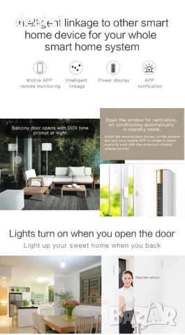 Tuya Смарт WiFi Сензор за врати и прозорци Известия в реално време Smart Life APP Съвместим с Alexa , снимка 7 - Друга електроника - 51016914