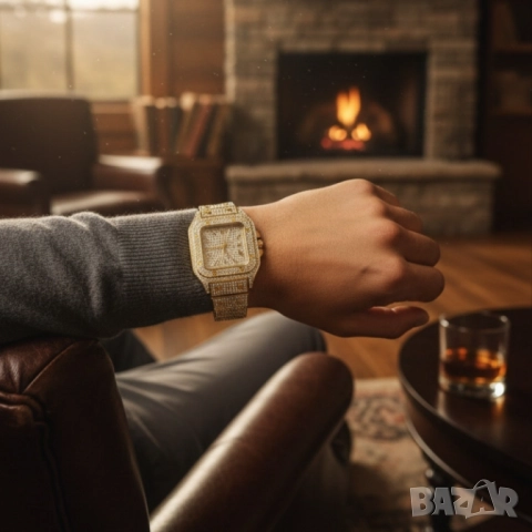 Луксозен комплект часовник и гривна – блясък и стил в едно, снимка 4 - Бижутерийни комплекти - 51947525